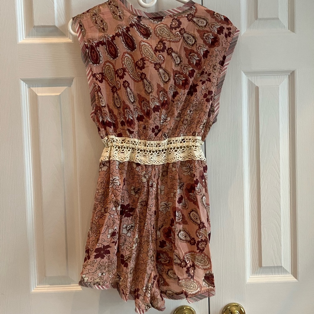 Free People Watching Waves Sleeveless Plunging V-Neck Woven Romper Brand New NWT - Picture 6 of 10